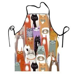 1PC Whimsical Cat Cartoon Cat  Apron Waterproof & Oil-Proof Easy-Clean for Cooking, Baking & Chores Apron 50X75cm68X95cm