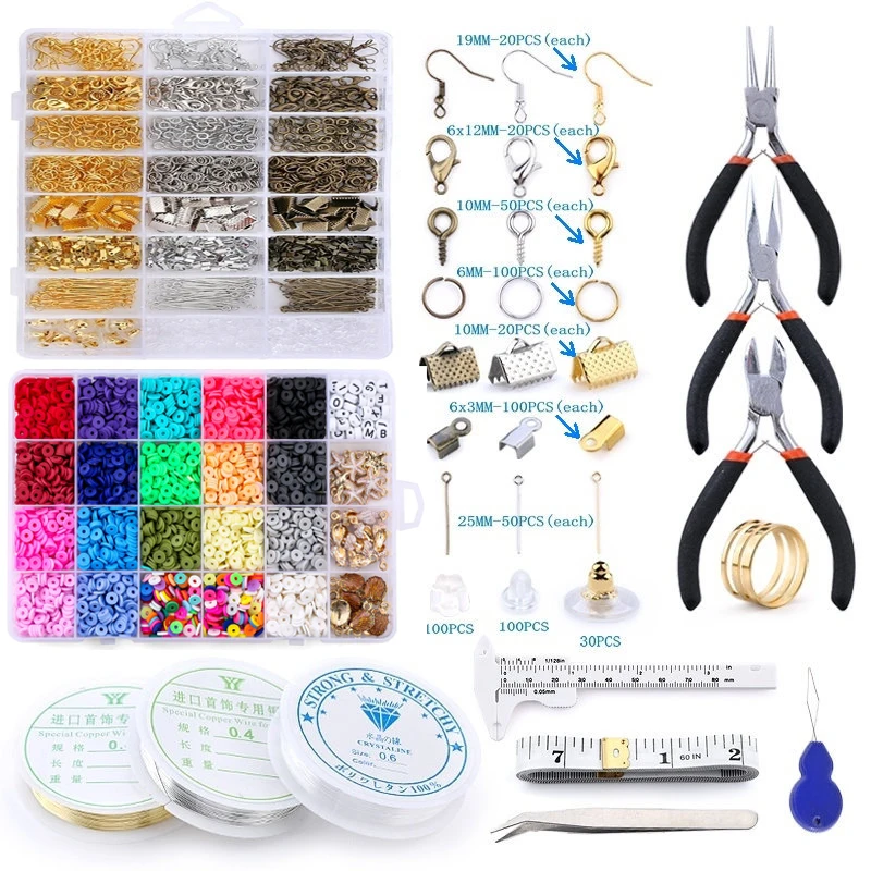 Jewelry Findings Set Copper Wire Open Jump Tools DIY Rings Earring Necklace Hook Beaded Bracelet Jewellery Making Supplies Kit