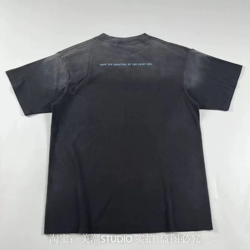 Authentic SAINT Movie Character Print TEE Heavyweight Washed Summer Retro Men's Women's