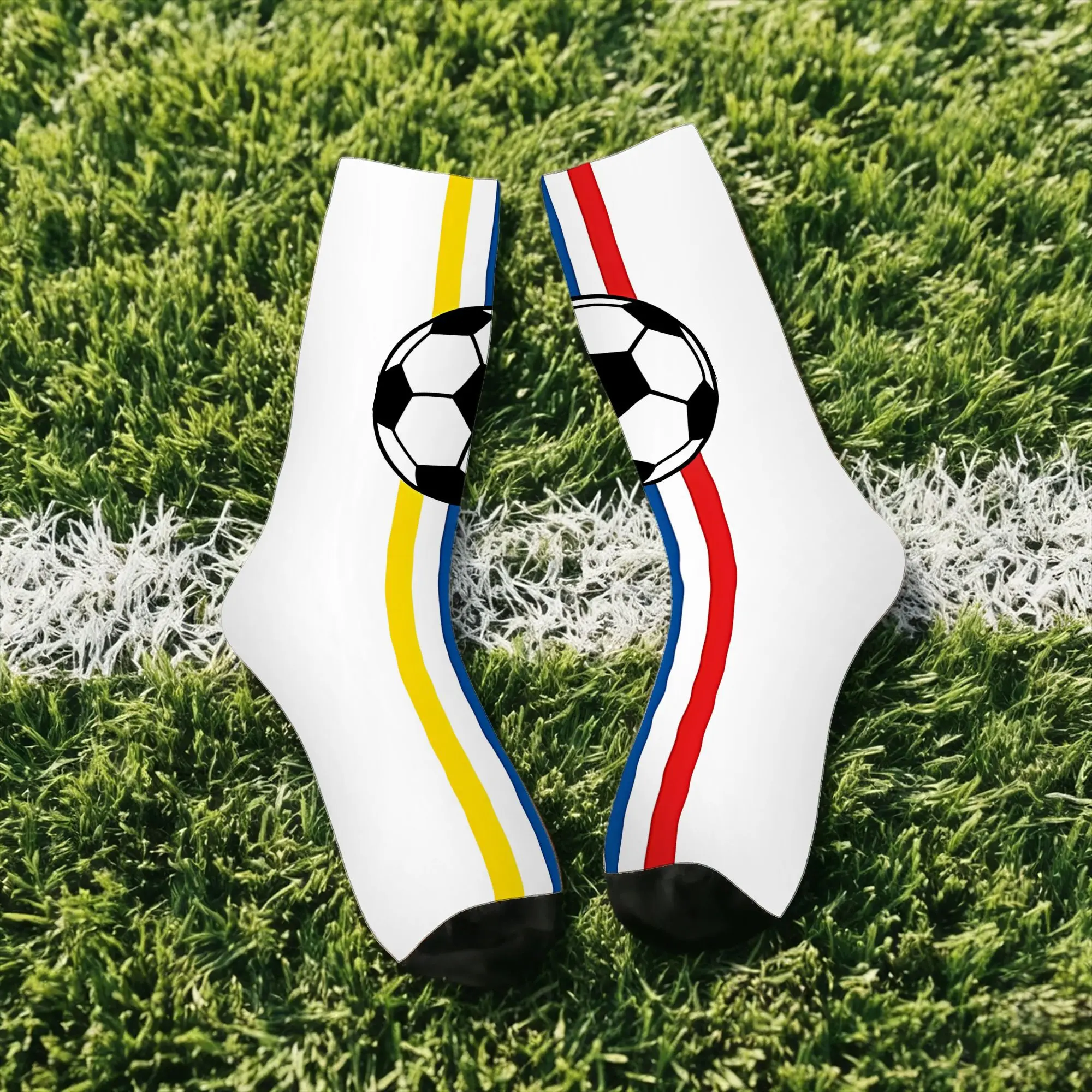 

1 Pair Hip Hop Retro Football Stripes Ecuador Crazy Men's Compression Socks Unisex Harajuku Pattern Printed Funny