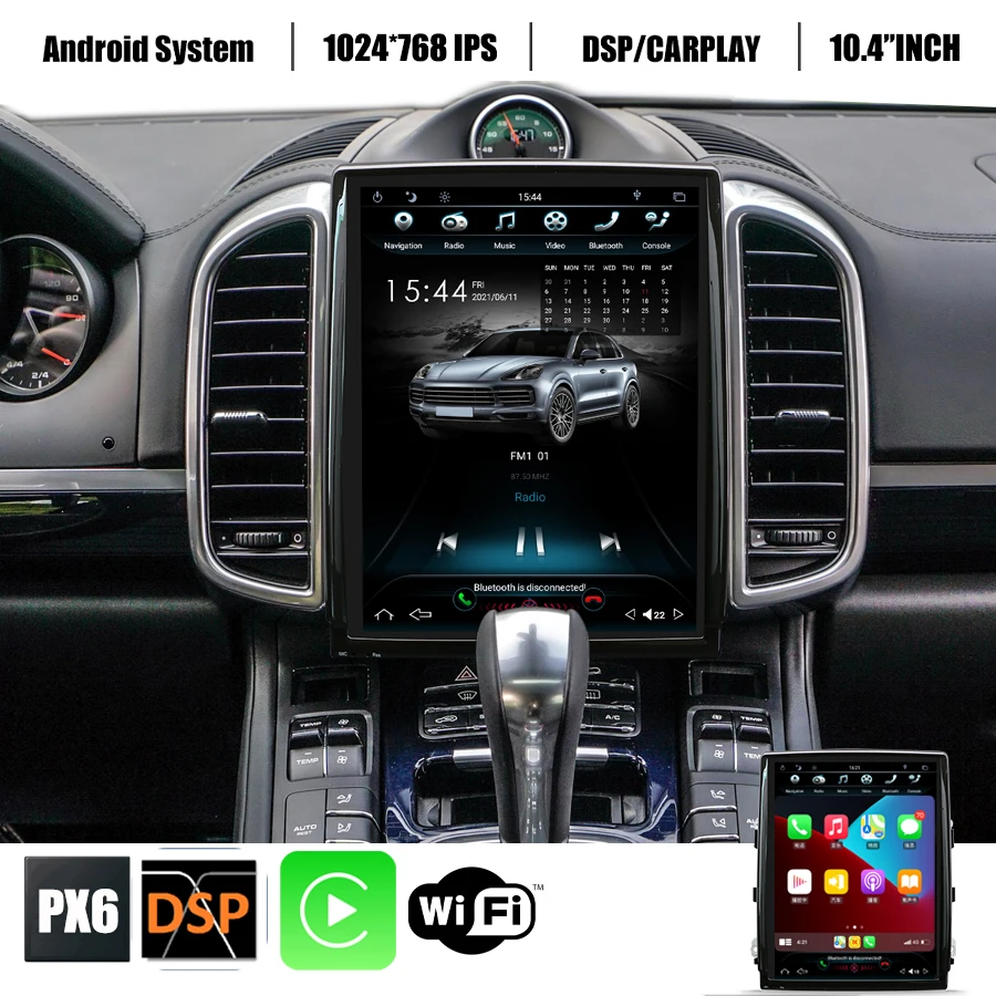 

10.4''Inch Car Android GPS Radio Player For Porsche Cayenne 2010-2015 Stereo CarPlay Multimedia Sat Navi Wifi 4+64G Navigation