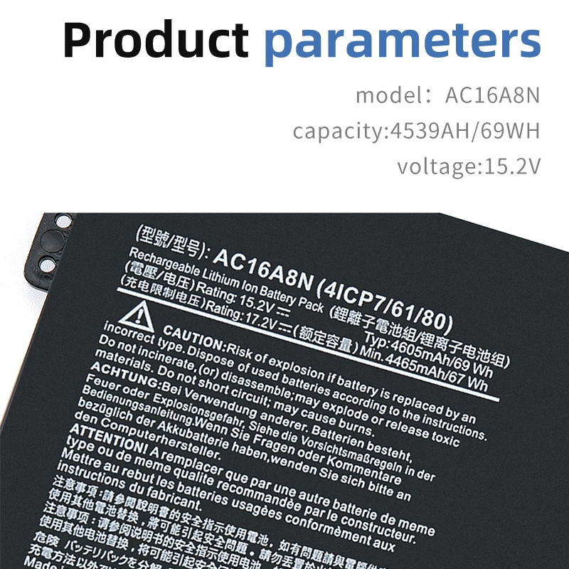 SUOZHAN-AC16A8N Bateria do portátil, Acer Aspire V17, V15, Nitro VN7-593G, VN7-793G, VN7-793G-73YP, 78E3, VN7-793, 717L, 4ICP7, 61/80, Novo