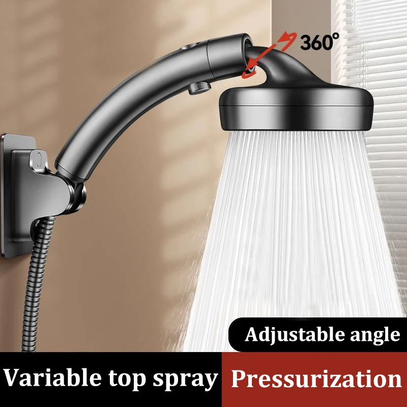 High Pressure Shower Head with Rotating Elbow, 2-in-1 Handheld & Rain Showerhead, Adjustable Bathroom Shower