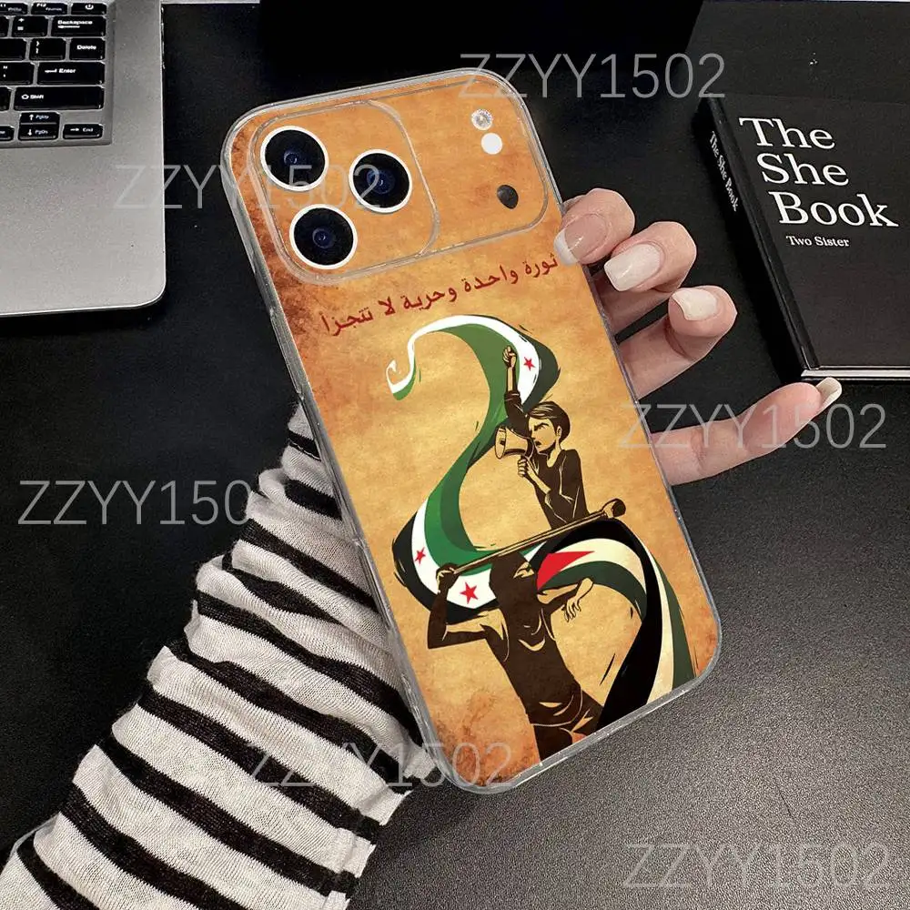 Funda de teléfono con bandera de la revolución siriana para iPhone 17,16,15,14,13,12,11 Pro,Max,Plus,X,XS,XR,SE4,E Mini transparente suave