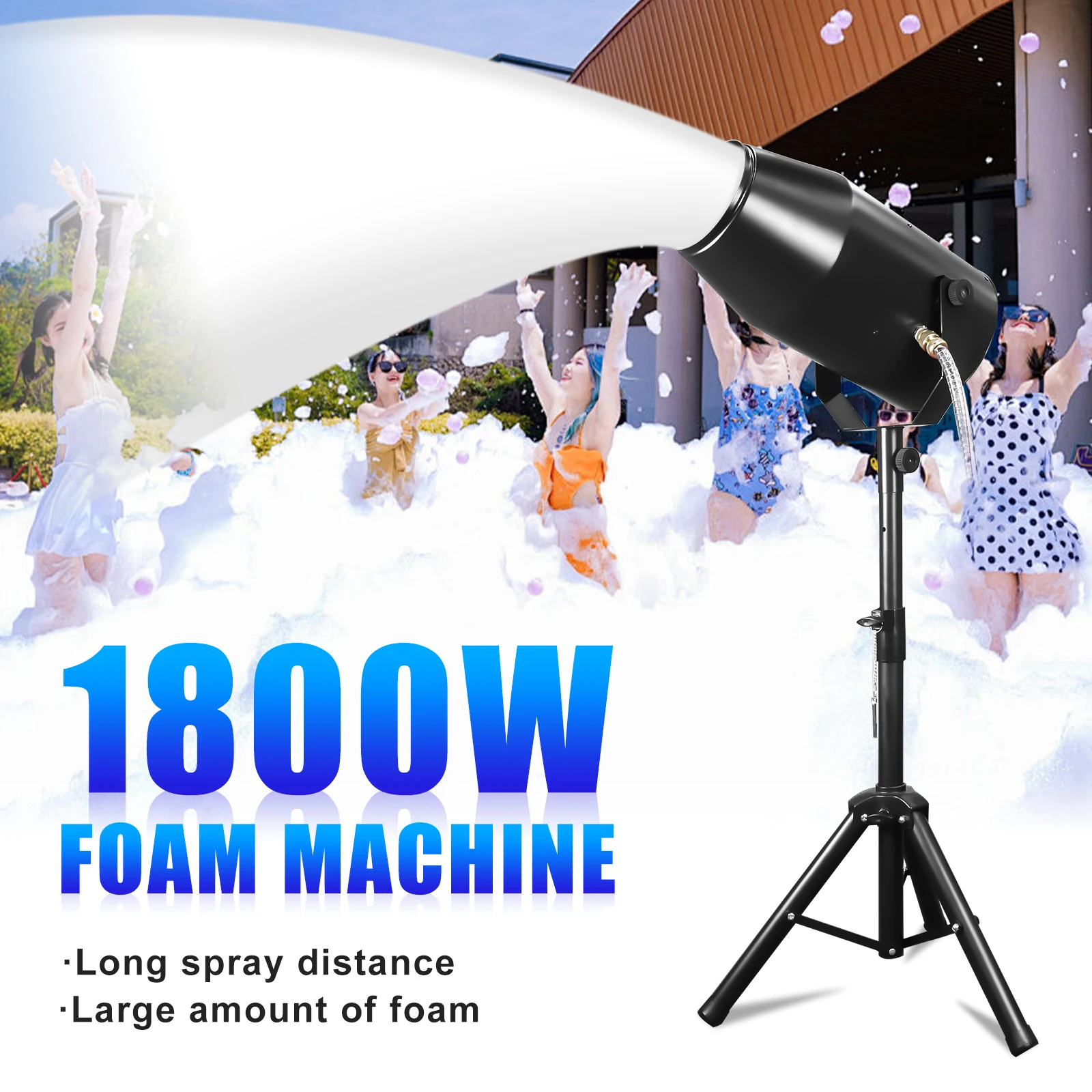 Outdoor Party Park Swimming Pool Customized 1800 Watt -Foam Machine Iron Plastic Spray Cannon for Dry Ice Party