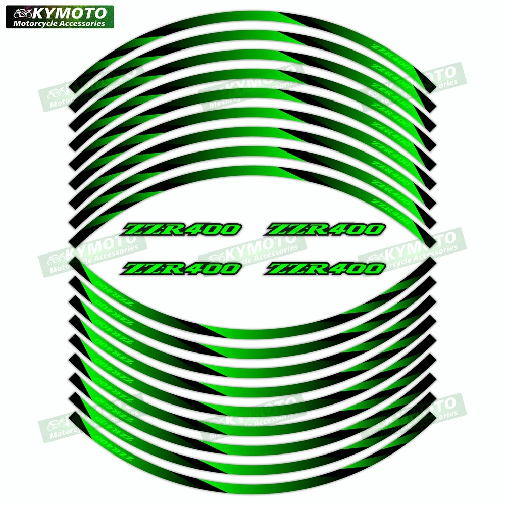 Akcesoria motocyklowe do ZZR400 ZZR 400, naklejki na koła przednie i tylne 17 cali, owiewki, zmodyfikowane naklejki odblaskowe, dekoracja.