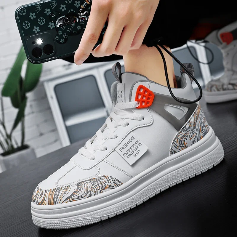 Children High Top Sneakers Boys Men Basketball Shoes Street Style Hip-hop Dance Board Shoes Leather Fashion Kids Sports Shoes