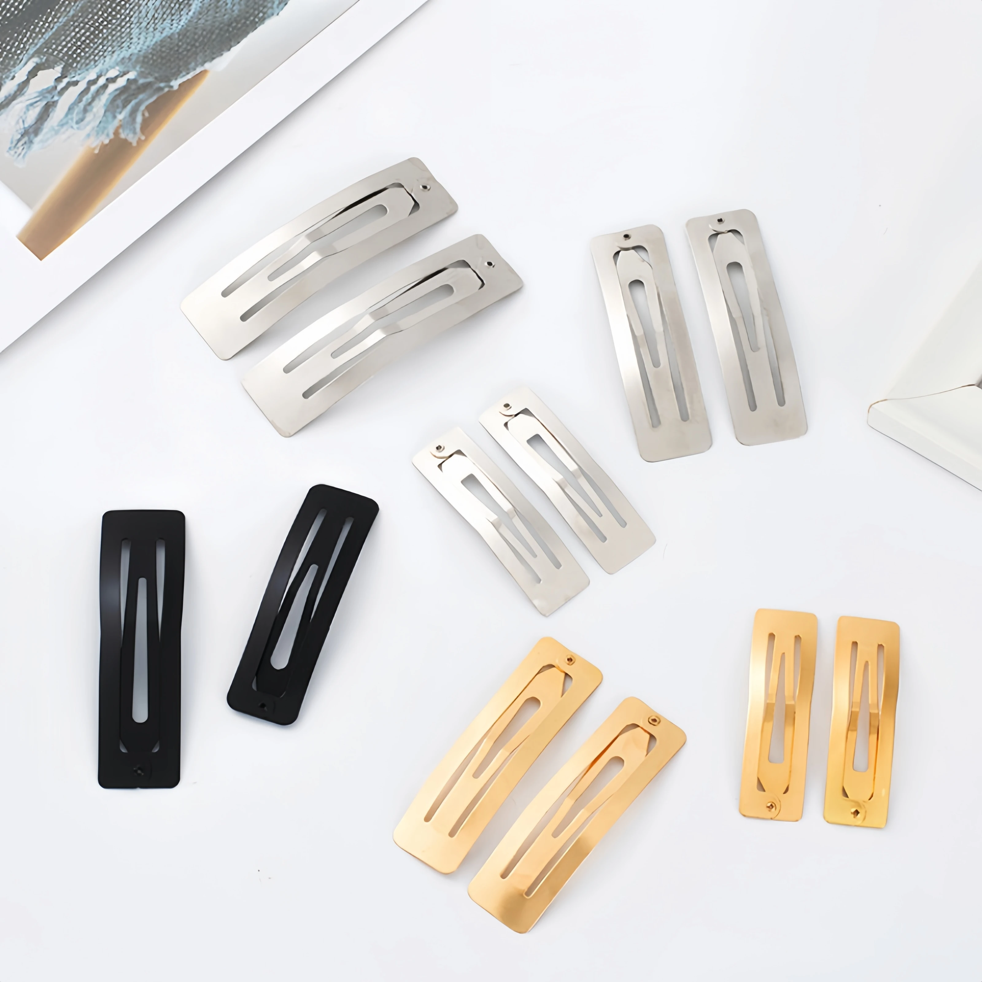 10 stücke Metall Haars pangen Snap Alligator Haarnadeln Basis für DIY Schmuck machen koreanische Perle Bogen Haar griff Einstellung Haar Zubehör – Detail 4