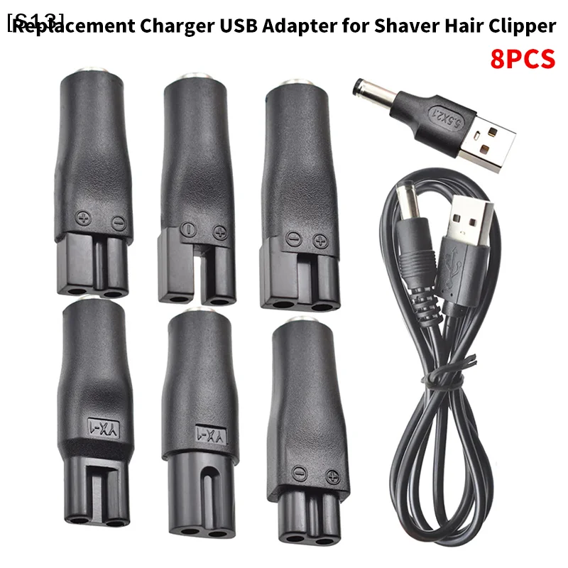 8 PCS Carregador de substituição de 5V, cabo adaptador USB, conversor DC universal para todos os tipos de barbeadores elétricos e cortadores de cabelo [Q][Q]