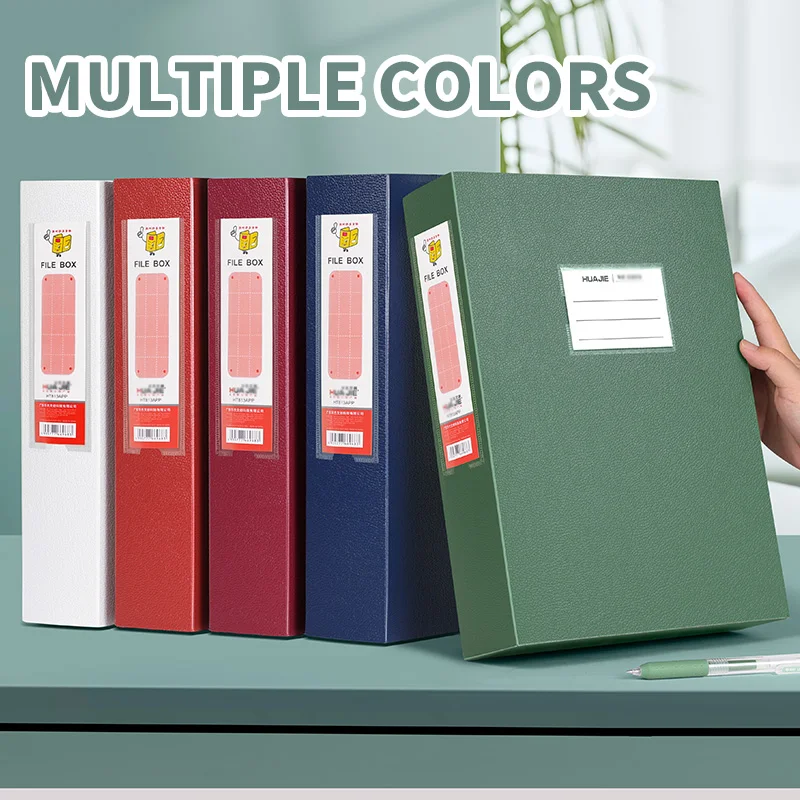 HUAJIE 1PCS Thickened File Storage Box– Large Capacity, Portable, Multicolor, for Office, Contract & Document Organization