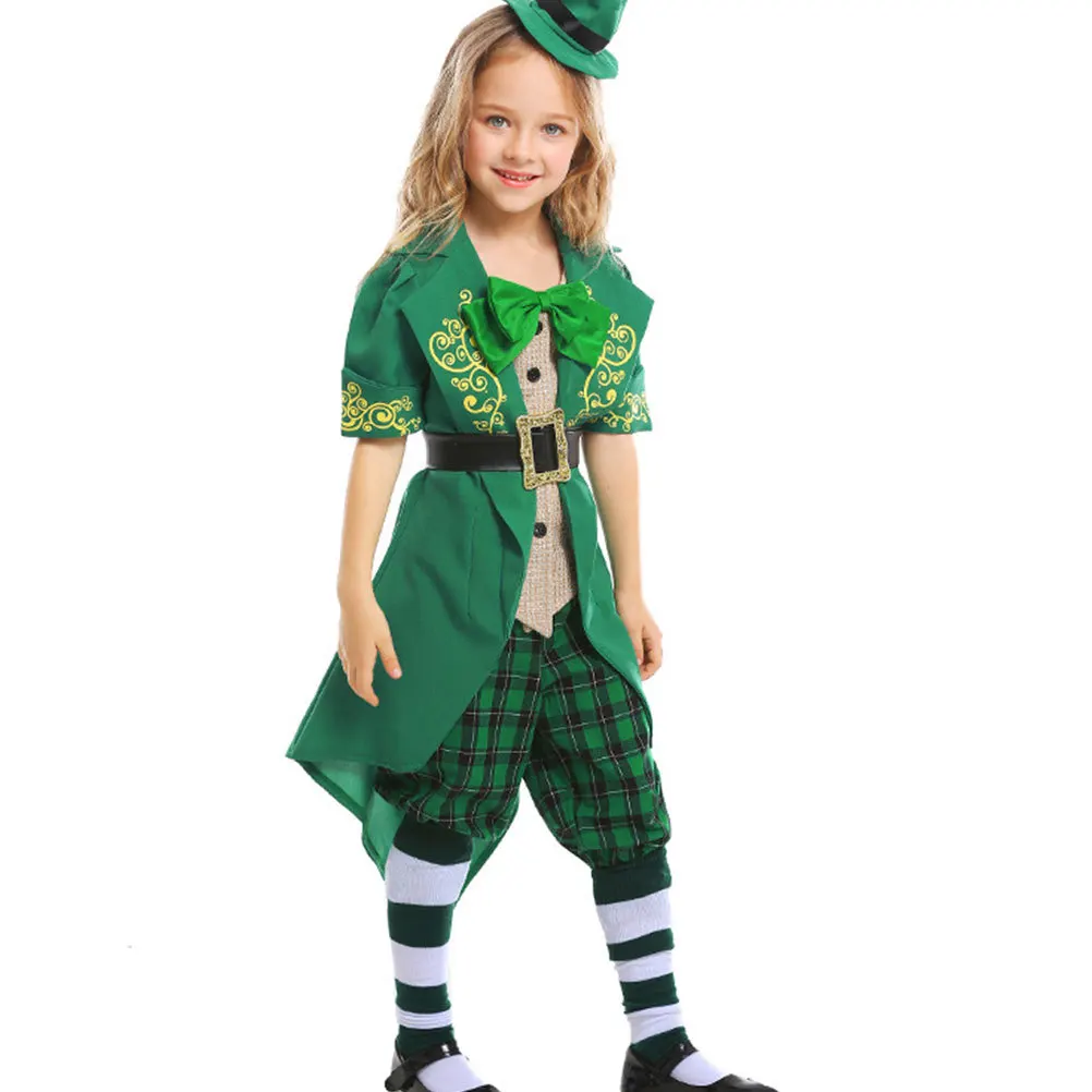 

Halloween Kids Girls Leprechaun Costume Green St Patricks Day Xl 140-155cm Outfit Hat Pants Fancy Clothes Leprechaun Costume