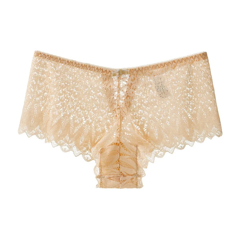 

Fashion Large Size Lace Seamless Briefs Hollow Underpants Mesh Flower Panties Lingerie Mid Waist Underwear for Women Party