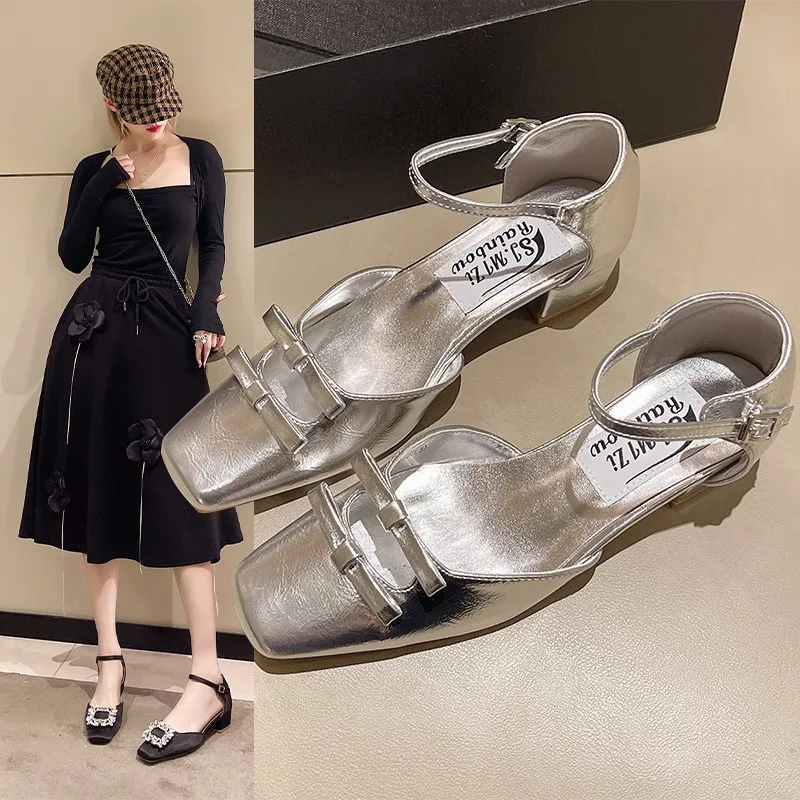 

New Classic Elegant Slingback Sandals Women Rhinestone Buckle Back Strap Flat Ballet Design Shoes Brand Mule Office Mujer