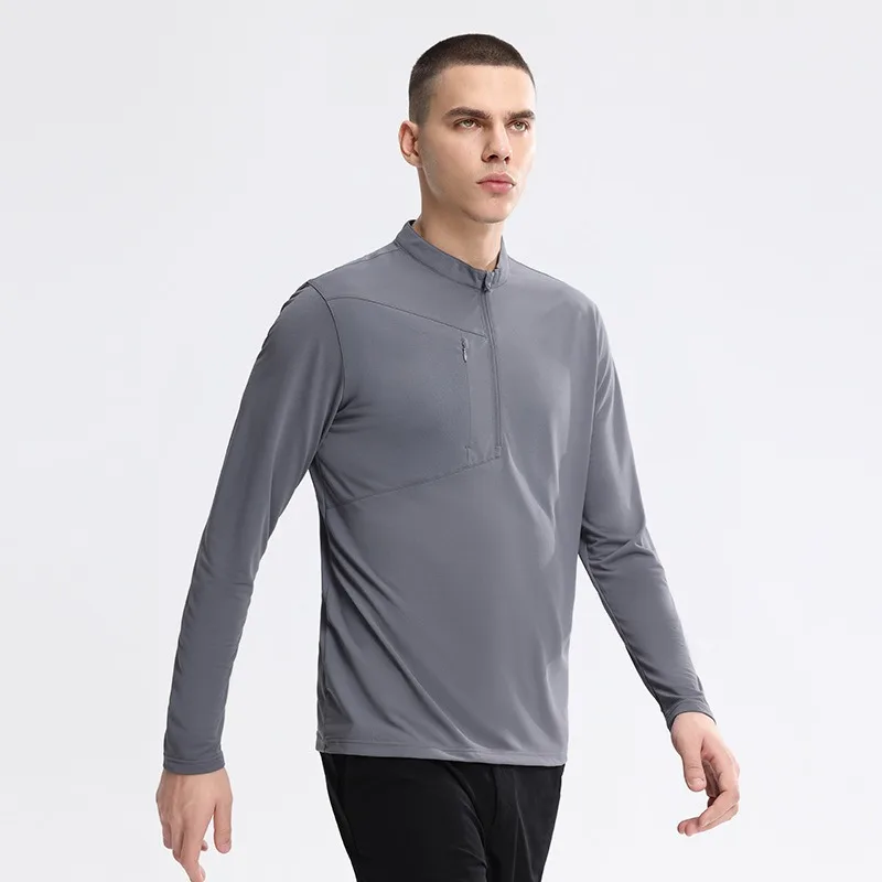Outdoor Spring Autumn New Half-zipper Stand-up Collar Sweatshirt Men's Long-sleeved Jacket Sports Base Quick-drying Top
