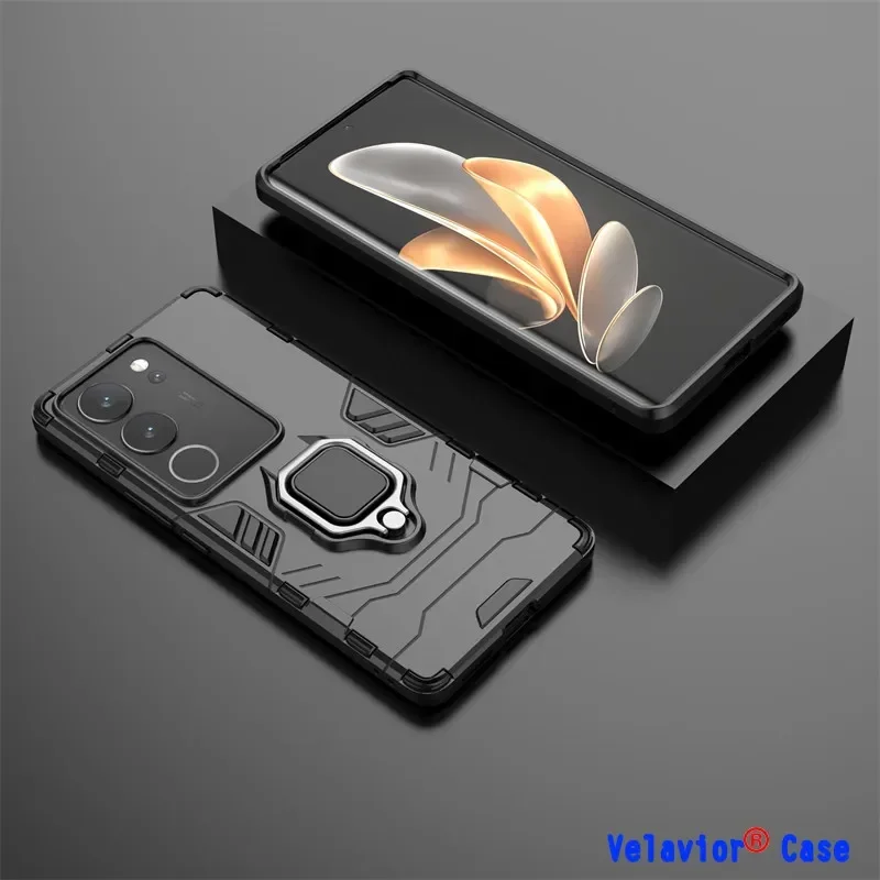 

For Vivo V29 Pro Case Shockproof Armor PC + Silicone Vivo V25E V27E V29E V25 V27 V29 Pro Cover Stand Protective Phone Back Cover