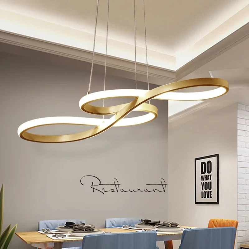Modern Nordic Kitchen Island Pendant Light Bar Dining Table Restaurant Remote Dimming Kitchen LED Line Decorative Pendant Light