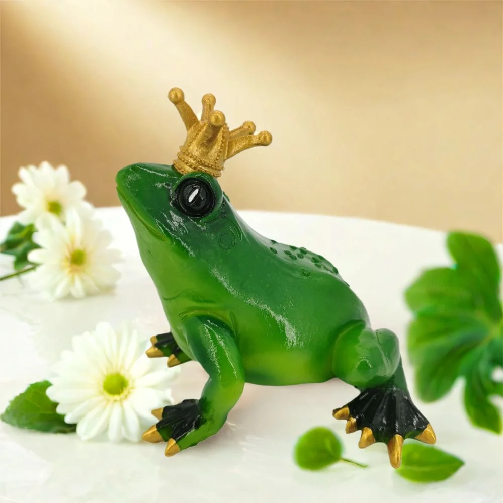 

Study Wearing Crown Miniature Frog Statues Handmade Resin Material Frog Figurines Cute Frog Ornament Indoor Outdoor