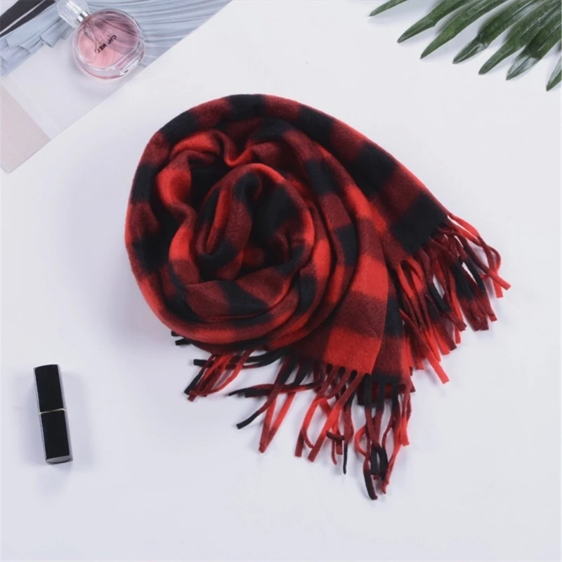 Christmas Long Plaids Blanket Oversized Winter Fall Warm Scarf Big Tartan Scarves Wrap Shawl Classical Tassels