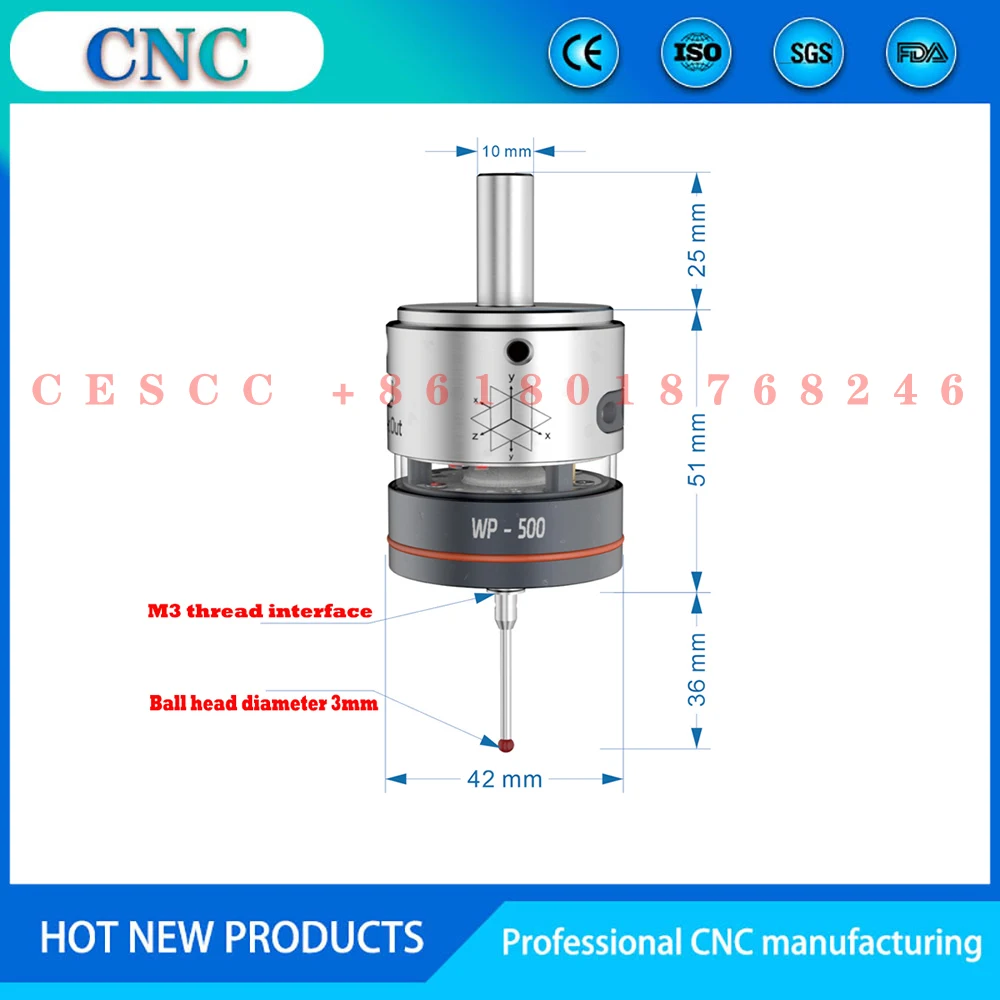 CNC 2024 latest WP-500 V6 anti-roll 3D edge finder Touch Probe to find the center desktop probe compatible with mach3 and grbl