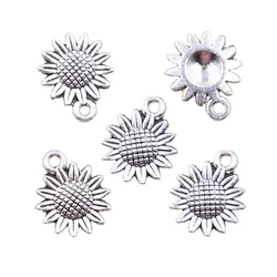 20pcs Charms Sunflower Flower 18x15mm Antique Silver Color Pendants Making DIY Handmade Tibetan Finding Jewelry
