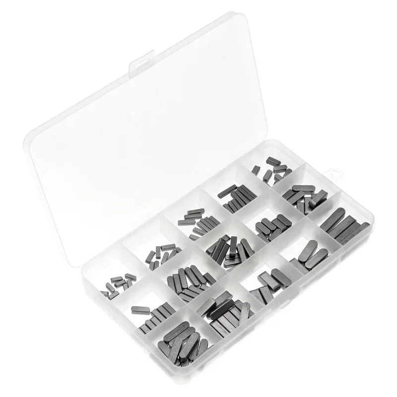 175 Pcs Carbon Steel Shaft Key Set - M3-M6 Sizes Parallel/Feather/Woodruff Keys for Industrial, Mechanical, Woodworking