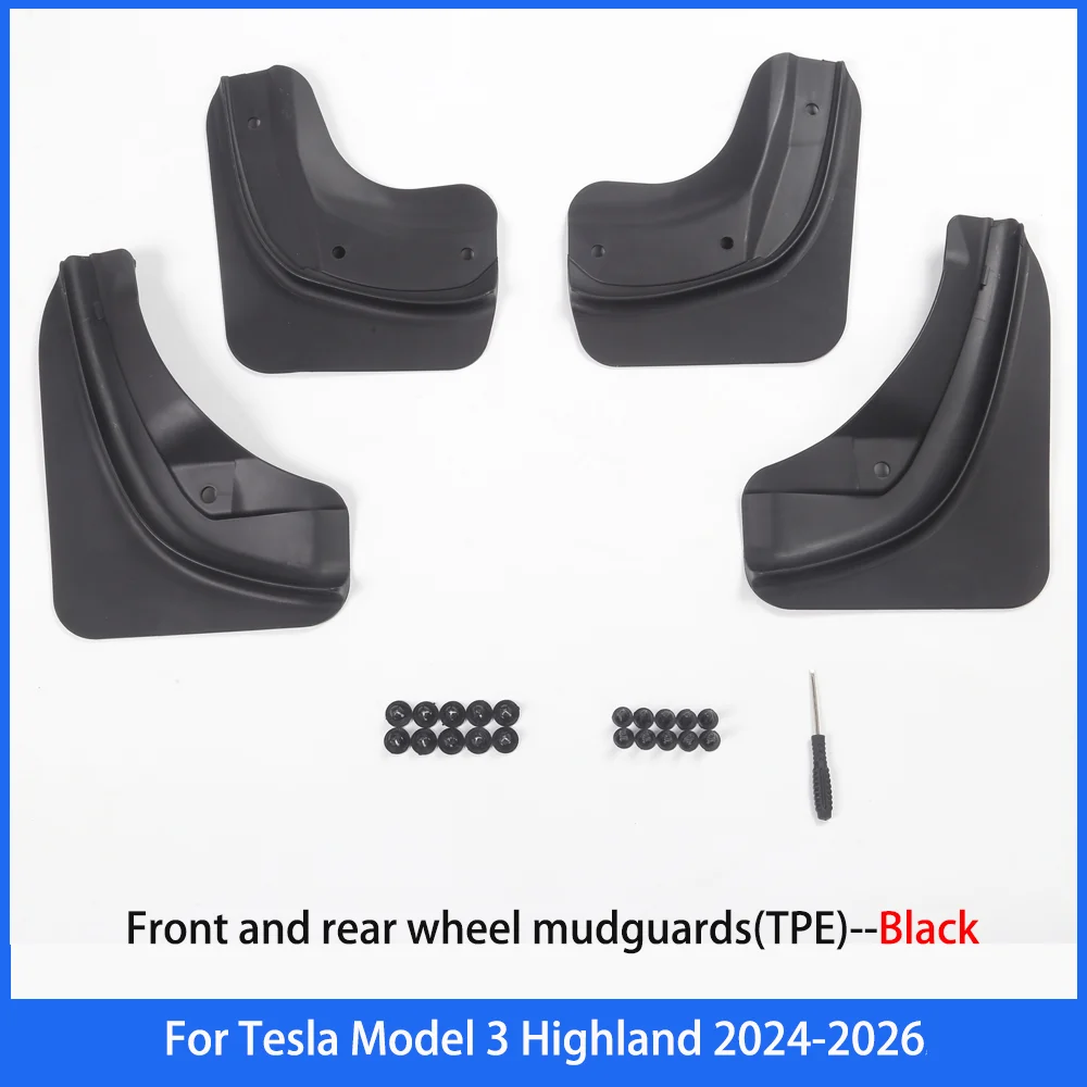 Upgraded Mud Flaps For Tesla Model 3 Highland 2024-2026 Mudguards Fender Anti-Sand Guard Protector Cover Exterior Accessories