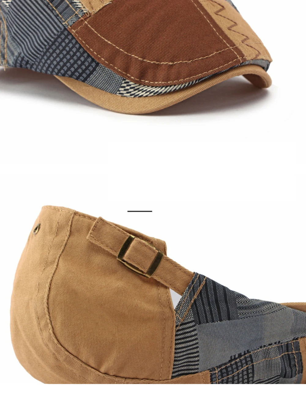 HT5142 Herren- und Damen-Baskenmütze, Retro-Künstler-Malermütze, Baumwoll-Flatcap für Männer und Frauen, Frühling, Sommer, Herbst, Patchwork-Baskenmütze – Detail 4