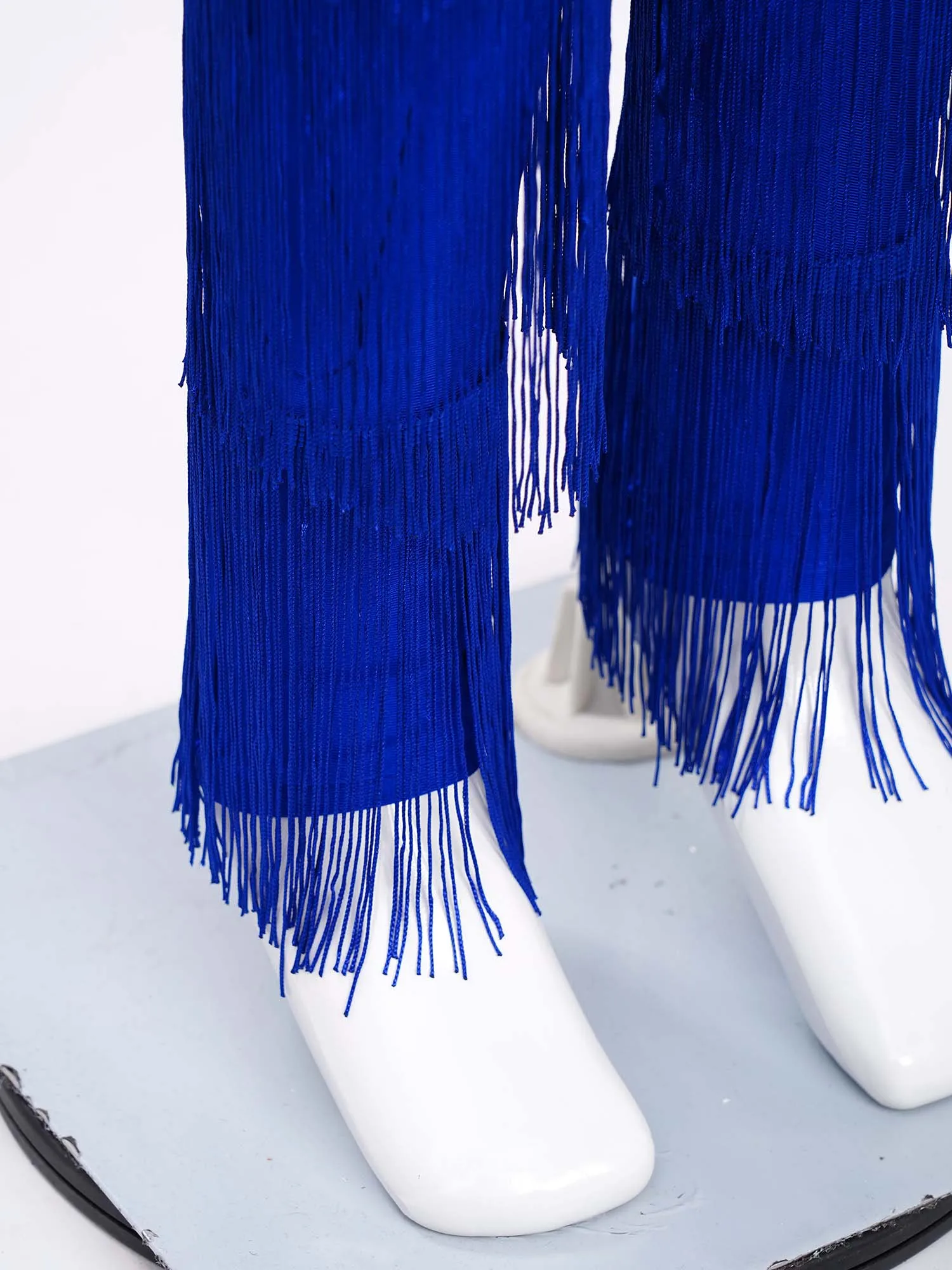 Kids Girls Sleeveless Jazz Costume Tassel Rompers Performance Dancewear Fringe Jumpsuit Tango Cha-Cha Samba Dancing Party Dress