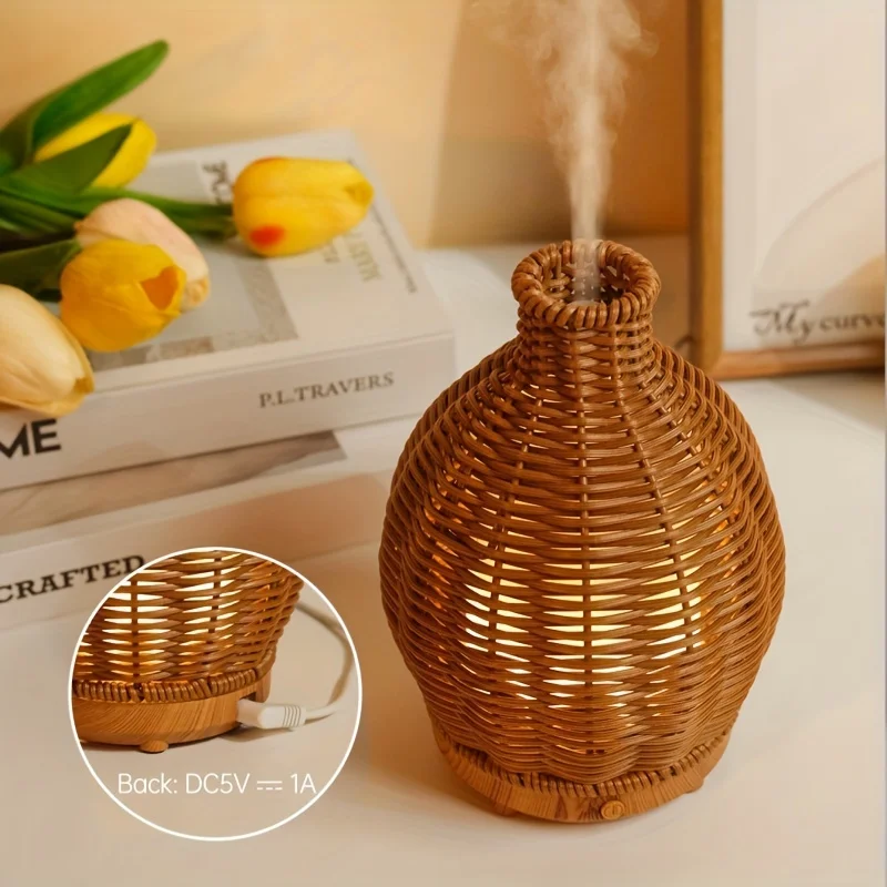 1 unidad, humidificador de ratán, apagado automático sin agua, para aromaterapia y humidificación, dormitorio, esencial para oficina