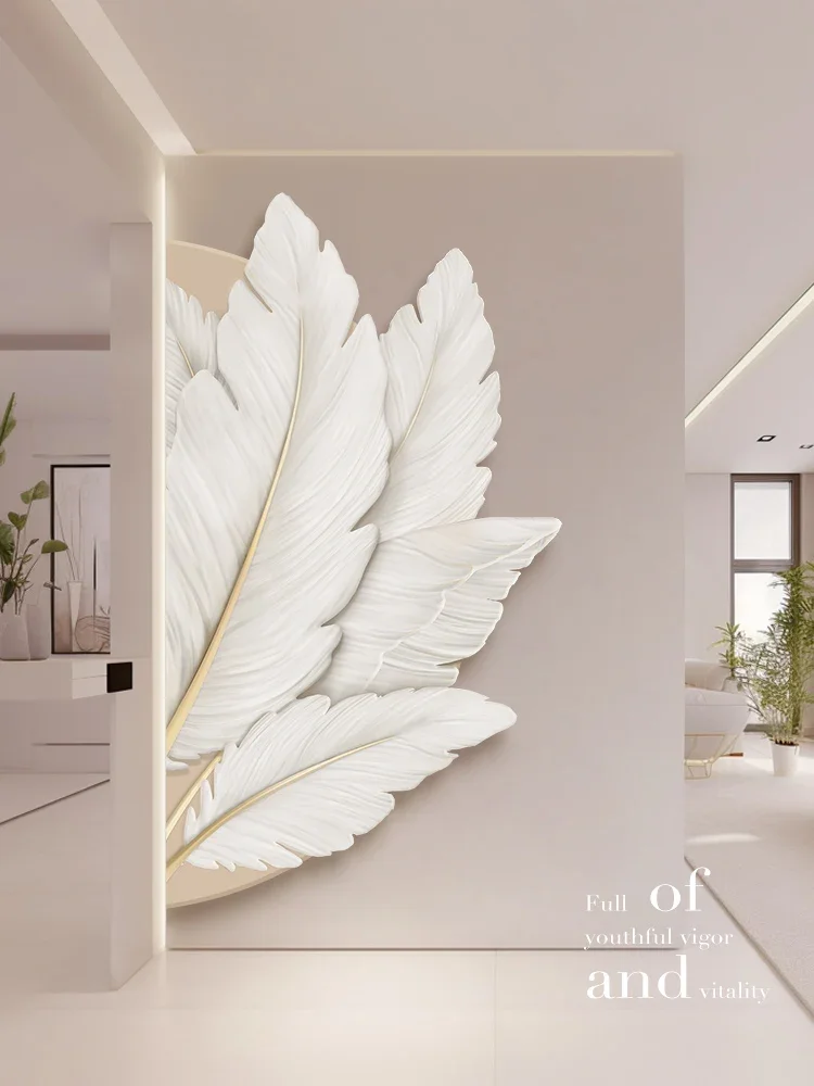 Family Entrance Feather Mural Lamp Modern Creative Living Room Background Wall Decoration LED Corridor Lighting Wall Lamp