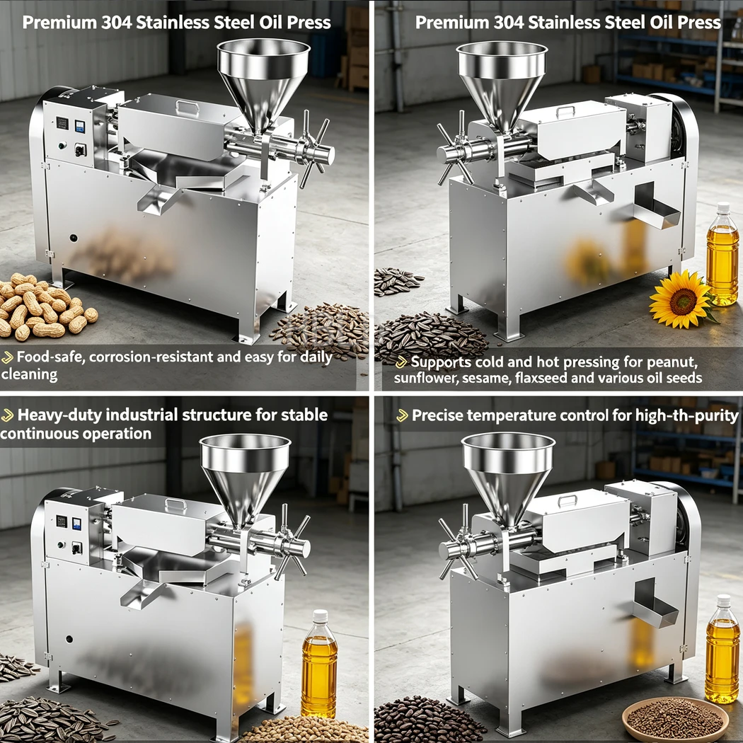 Industrial Oil Press Machine Commercial Oil Extractor Stainless Steel for Farm Oil Seed Processing Work