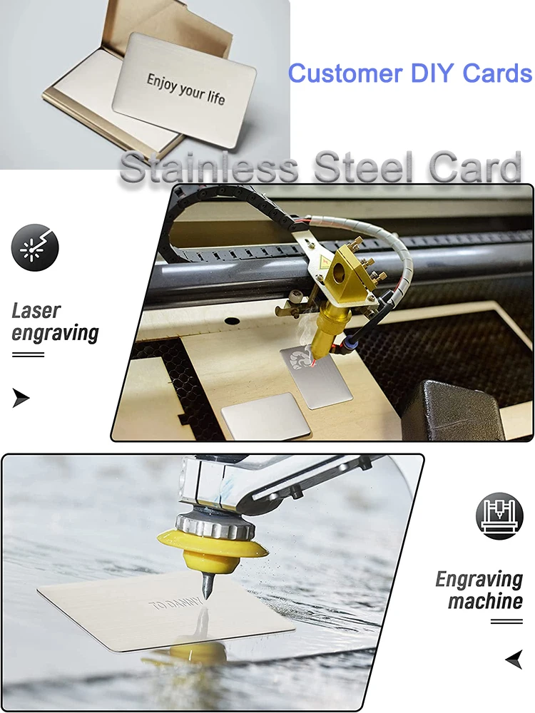 0,8mm 304 Edelstahl Dicke Metall-Visitenkarten-Rohlinge für Kunden-Lasergravur DIY Geschenkkarten Matt Gebürstete Oberfläche – Detail 3