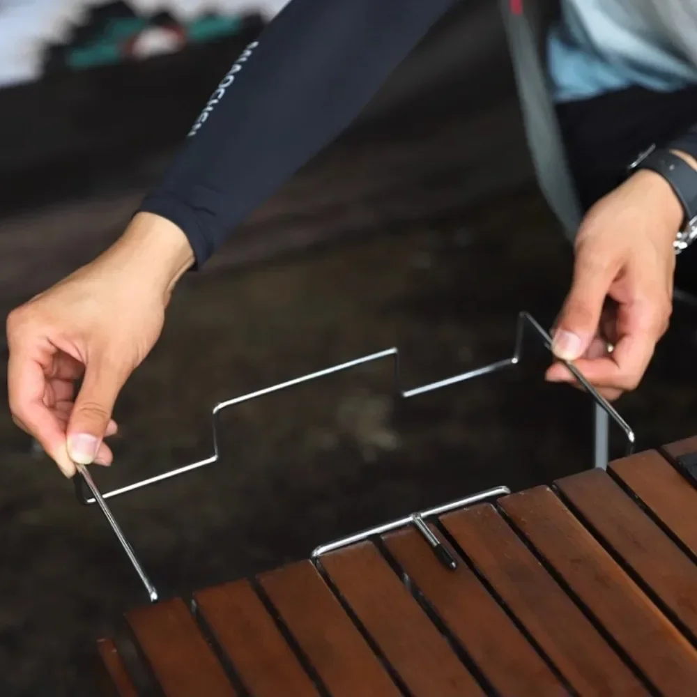 الجدول الجانب الجرف الفولاذ المقاوم للصدأ التخييم كيس النفايات الجرف المحمولة في الهواء الطلق نزهة القمامة تخزين حامل يمكن المعدات في الهواء الطلق #6