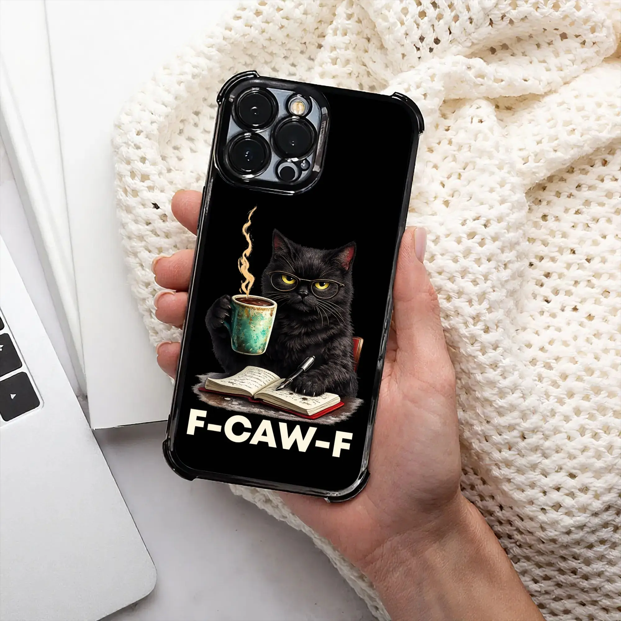 Funda para Teléfono con Diseño de Gato Negro, Humorístico y Divertido, para Adultos, con Proceso de Galvanoplastia, para Varios Modelos de iPhone