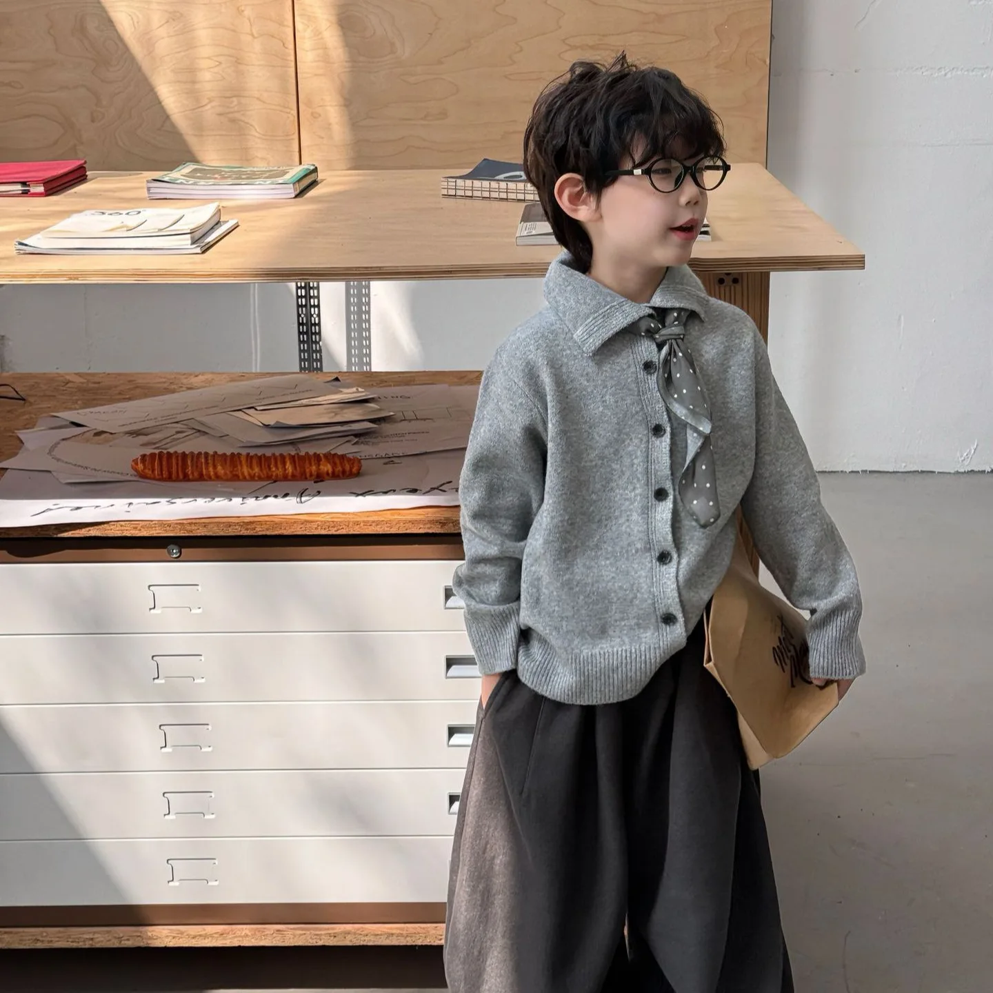 سترة بولو طوق سميكة الرجعية كسول نمط محبوك سترة شتاء جديد بنين الأطفال الكورية فضفاضة عادية جديدة لينة