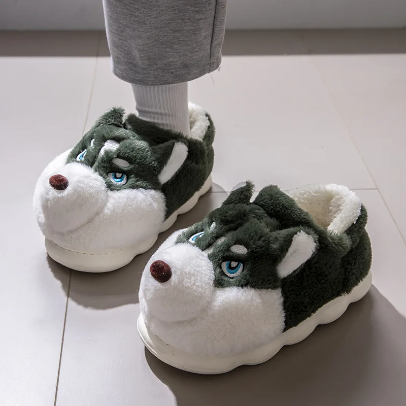 Plus Größe 50, flauschige Hausschuhe für den Innenbereich, für Damen und Herren, warme Winterschuhe, niedlicher Cartoon-Hund, leichte Paare, Heim-Boden-Slipper – Detail 13