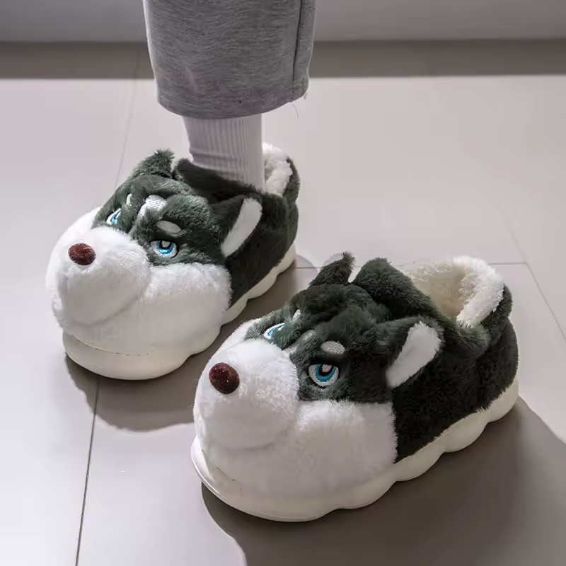 Plus Size 50 Indoor Fluffy Slippers For Women Men Winter Warm Shoes Cute Cartoon Dog Light Weight Couples Home Floor Slipper - Image 12