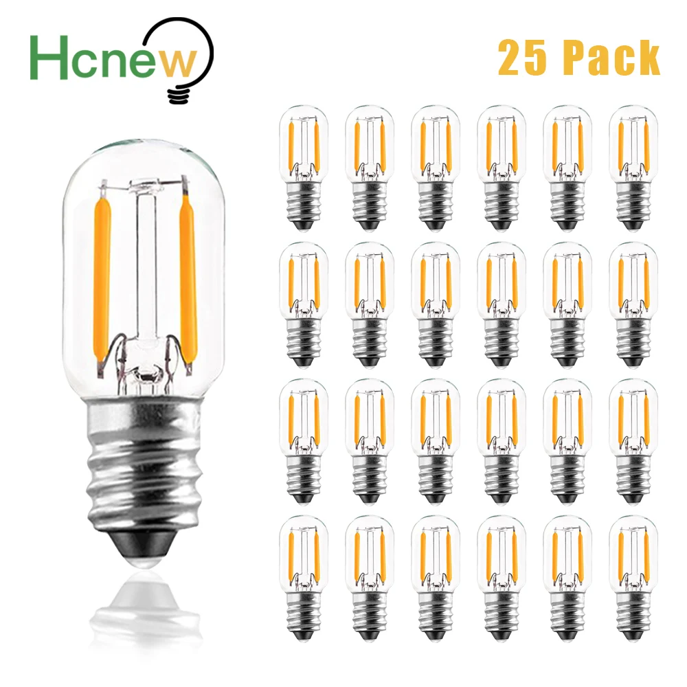 25pcs Dimmable Mini Night Light Bulb E14 1W 220V Vintage Tube LED Filament Ampoule 10W Equivalent Salt Lava Lamp Replace Lampada