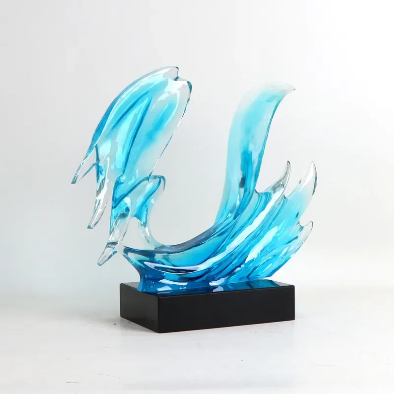 Abstract Transparent Resin Taihu Stone Sculpture Modern Art Ornament for Living Room Entrance Hotel Lobby Decorative Home