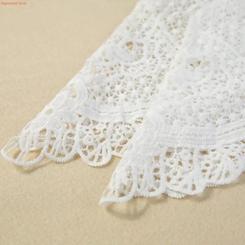 Q5WE Embroidery Floral Lace Shawl Wrap Shrug Mesh Tassel Wedding Capelet Cover Up