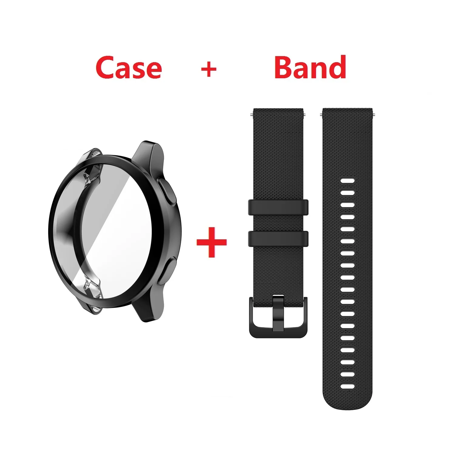 Pulseira de silicone para Garmin Venu 2S, 2in 1 Case e Strap, Pulseira Combinação pára-choques, Vivoactive 4 e 4S Plus e 3 Protector Cover