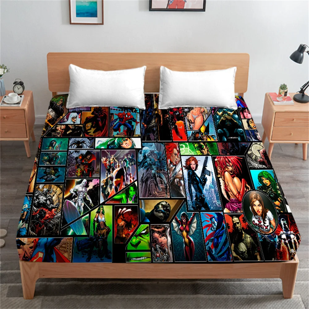 Фото Наволочка и простыня с изображением Человека-паука в стиле аниме, комплект домашнего постельного белья, подарок на день рождения для мальчиков с изображением Железного человека Marvel.