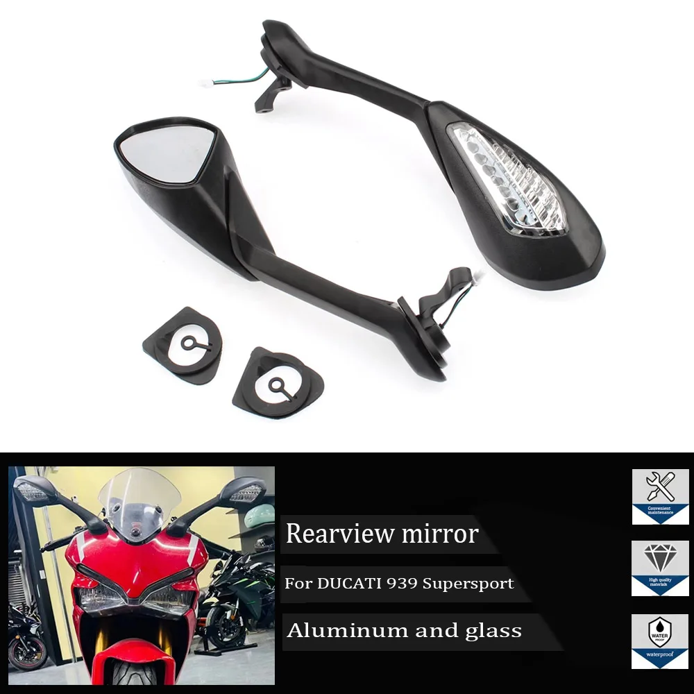 

Suitable for Ducati 939 Supersport/S 2017, 2018, 2019 motorcycle left and right rearview mirrors, with LED turn signal reflector