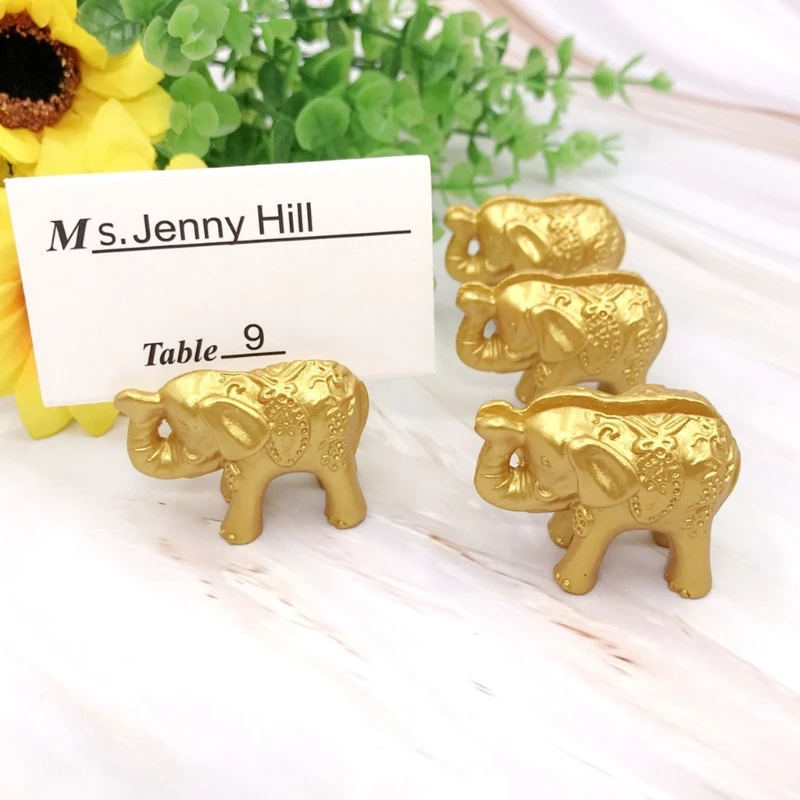 Nuevos y elegantes portatarjetas dorados, delicados portatarjetas elefante dorado para tarjeta nombre información sobre