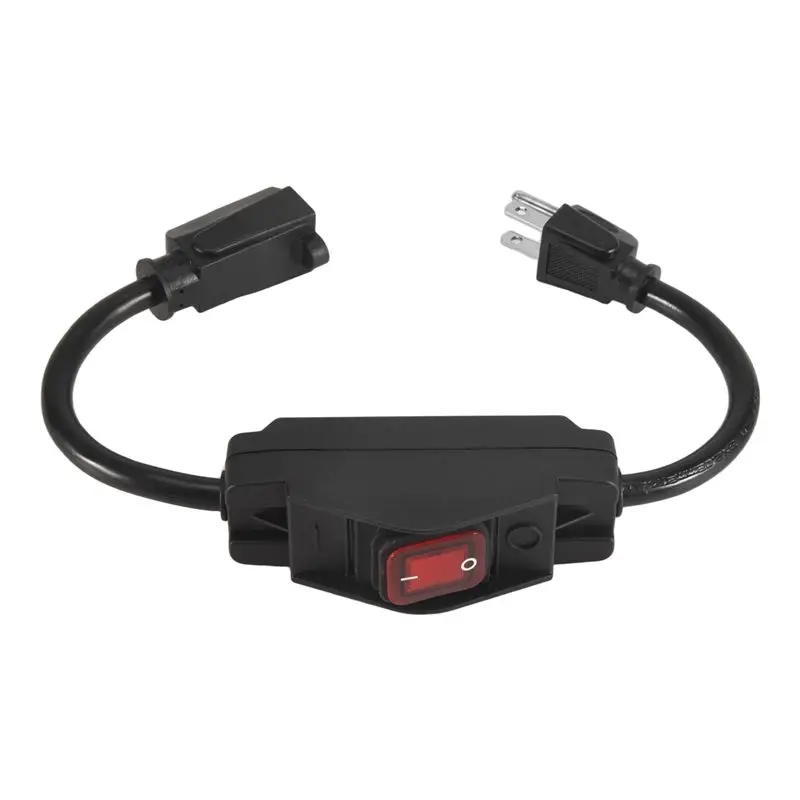 

Удлинитель A92P с 3-контактной вилкой и водонепроницаемым выключателем, мощный удлинитель 1875 Вт с выключателем, 14AWG, 1,5 фута, вилка стандарта США