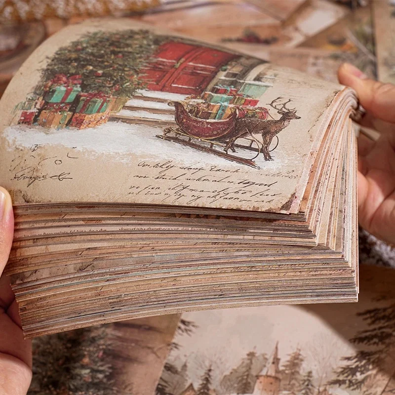 160 Sheets Vintage Christmas Scrapbook Paper Set, 160 Different Patterns Non-Sticky DIY Paper For Journaling Stationery Supplies