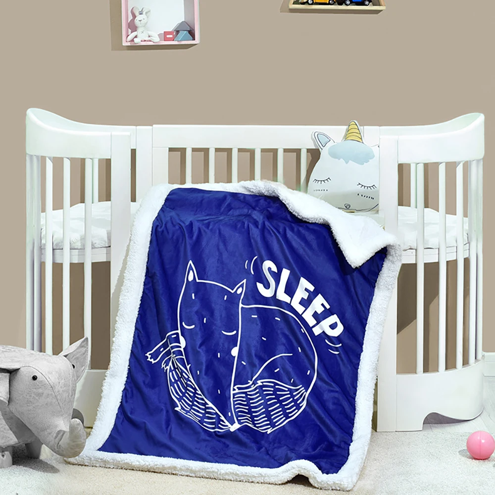 Children'sCartoon Blanket For Autumn And Winter Warmth Cotton Fluff Factory Custom 150*115 Double Layer Baby Blanket