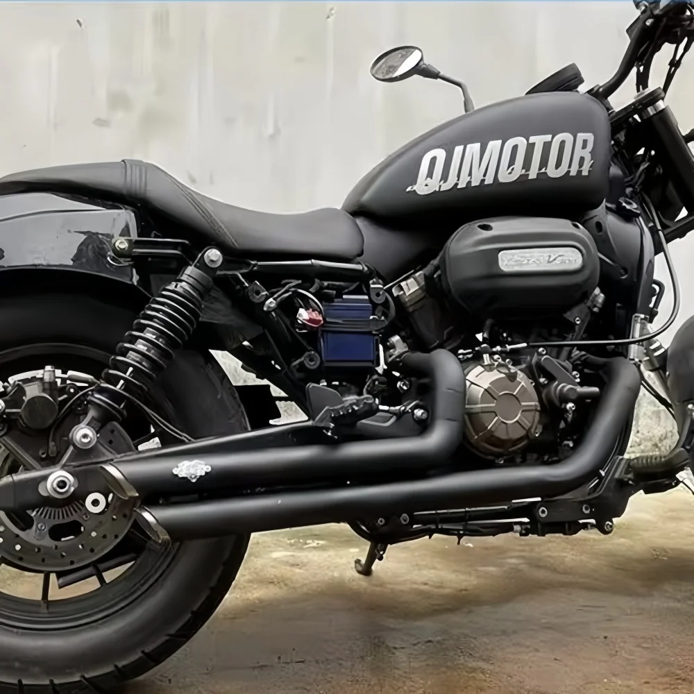 FOR QJMOTOR SRV300 VH Style Full-System Dual-Out Exhaust 304 Stainless Steel Backpressure Horse Shoe Sound Exclusive Use