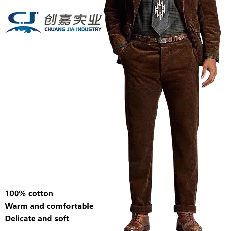 

100% Cotton Corduroy Fall and Winter Men's Pants Retro Brown Retro Men's Cargo Style Outdoor Travel Casual Pants Free Shipping