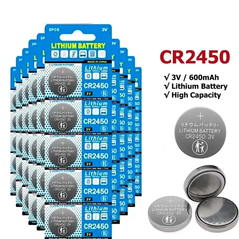 CR2450 Watch Buttom Battery KCR2450 5029LC LM2450 DL2450 ECR2450 BR2450 CR 2450 3V 550mah Toy Car Key Lithium Coin Cell Battery